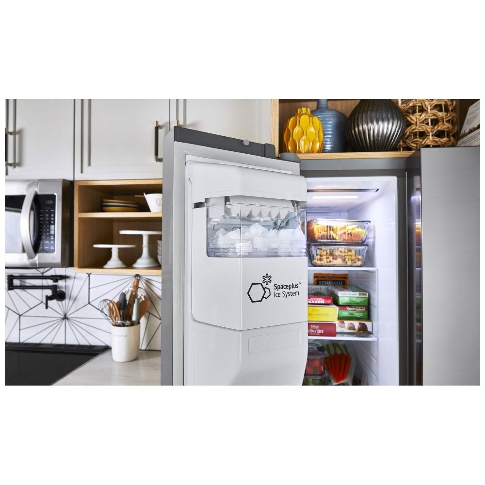 LG LRSXS2706V Side by Side Refrigerator, 36 inch Width, Ice Dispenser (Thru Door), Water Dispenser (Exterior), 27.1 cu. ft. Capacity, Platinum Silver colour