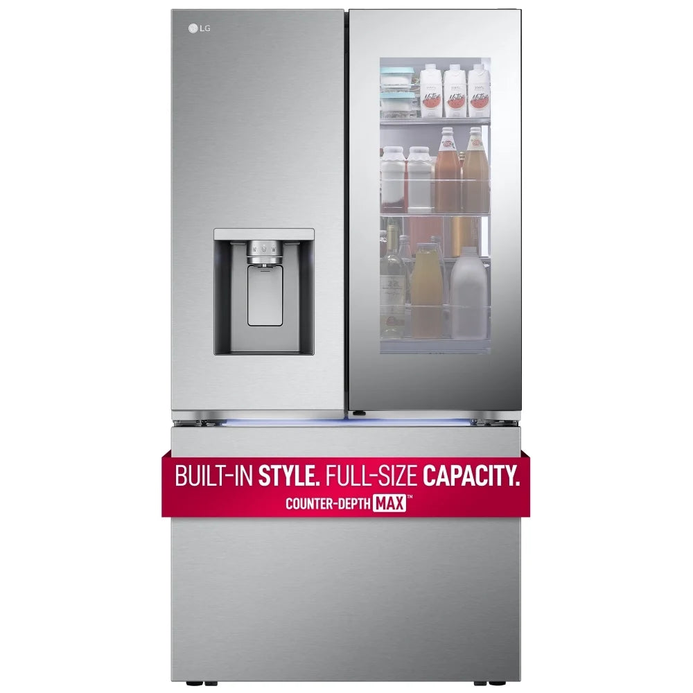 LG LRYKC2606S French Door Refrigerator, 36 inch Width, 25.5 cu. ft. Capacity, Counter Depth, Water Dispenser (Exterior), Ice Dispenser (Thru Door), ENERGY STAR Certified, Stainless Steel colour, 3-Tier Organization™, Cool Guard™, Counter-Depth MAX