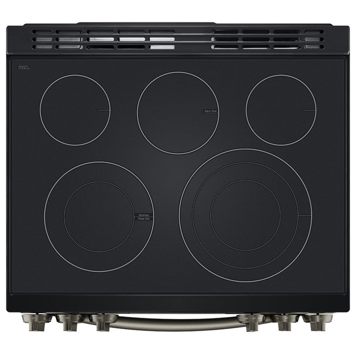 LG LSEL6335D Range, Electric, 30 inch Exterior Width, Self Clean, Convection, 5 Burners, 6.3 cu. ft. Capacity, Storage Drawer, Air Fry, 1 Ovens, Black Stainless Steel colour.  Open box 1 year warranty