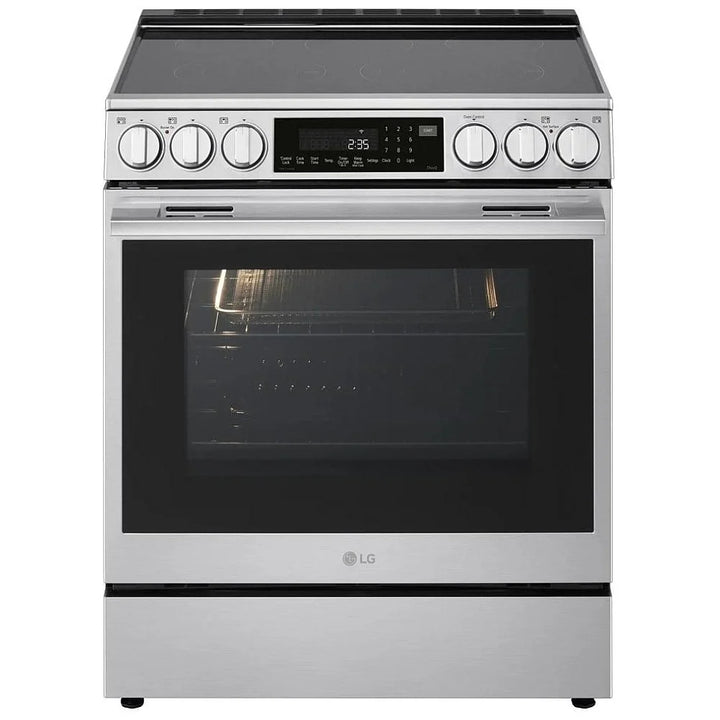 LG LSEL6337XE Electric Range, 6.3 cu. ft. Capacity, 30 inch Exterior Width, Convection, 5 Burners, Storage Drawer, Air Fry, Self Clean, 3,600 W Highest Element, Stainless Steel colour, EasyClean®, InstaView® Window, Probake Convection®, UltraHeat™ Element
