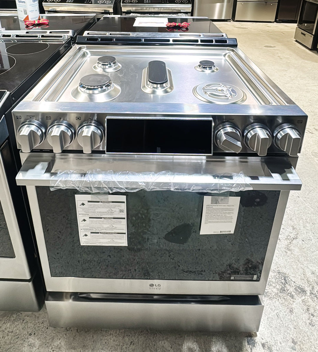 LG Studio LSGS6338F Range, 30"  Gas Range, Self Clean, Convection, 4 Burners, 6.3 cu. ft. Air Fry, 1 Ovens, Wifi Enabled, 22k BTU Telescopic Gliding Extension Rack, Insta View, Air Sous Vide, True European