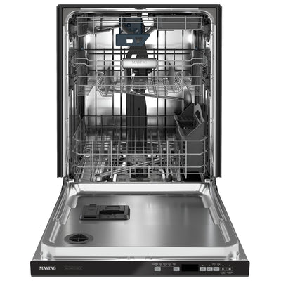 Maytag MDB8959SKB Dishwasher, 24 inch Exterior Width, 47 dB Decibel Level, Fully Integrated, Stainless Interior, 5 Wash Cycles, 15 Capacity (Place Settings), 3 Loading Racks, Black colour Ball Bearing Rack Glides