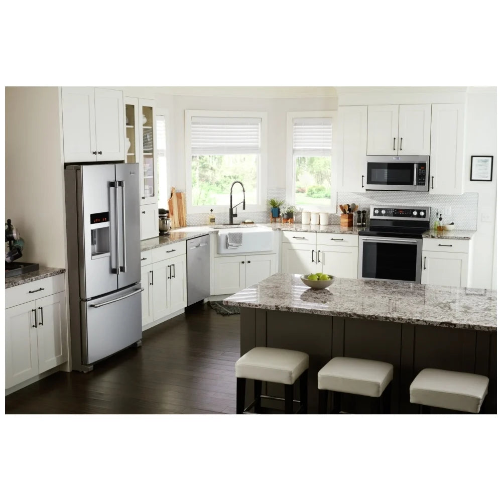 Maytag MDB8959SKZ Dishwasher, 24 inch Exterior Width, 47 dB Decibel Level, Fully Integrated, Stainless Interior, 5 Wash Cycles, 15 Capacity (Place Settings), Hard Food Disposal, 3 Loading Racks, Stainless Steel colour Hard Food Disposal