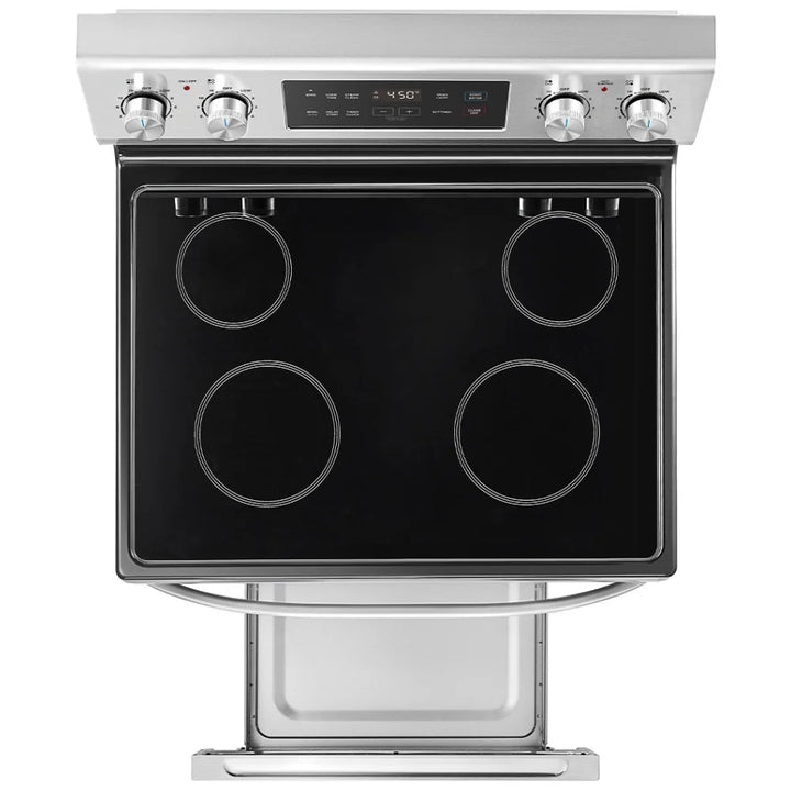 Midea MER30B14ASTC Electric Range, 6.3 cu. ft. Capacity, 30 inch Exterior Width, 4 Burners, Storage Drawer, Manual Clean, 1,800 W Highest Element, Stainless Steel colour