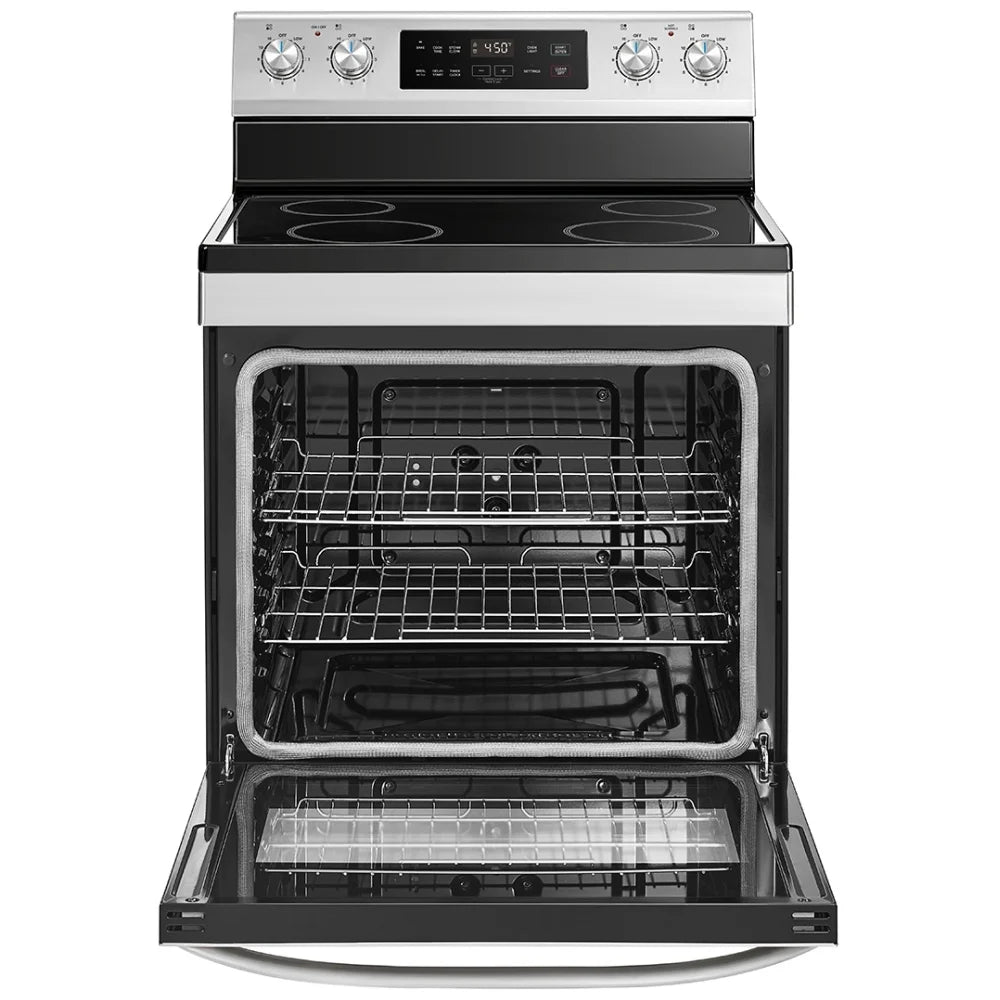 Midea MER30B14ASTC Electric Range, 6.3 cu. ft. Capacity, 30 inch Exterior Width, 4 Burners, Storage Drawer, Manual Clean, 1,800 W Highest Element, Stainless Steel colour