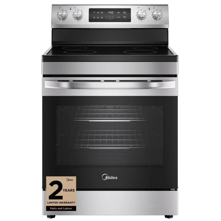 Midea MER30B14ASTC Electric Range, 6.3 cu. ft. Capacity, 30 inch Exterior Width, 4 Burners, Storage Drawer, Manual Clean, 1,800 W Highest Element, Stainless Steel colour