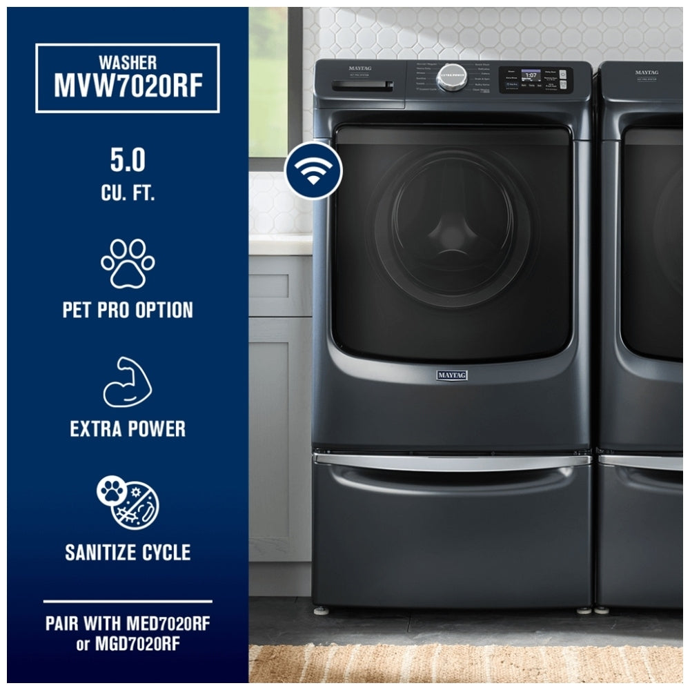 Maytag MFW7020RF Front Load Washer, 27 inch Width, 5.8 cu. ft. Washer Capacity, 1,160 RPM Washer Spin Speed, 12 Wash Cycles, 5 Temperature Settings, Water Heater, Steam Clean, ENERGY STAR Certified, Wifi Enabled, Other colour