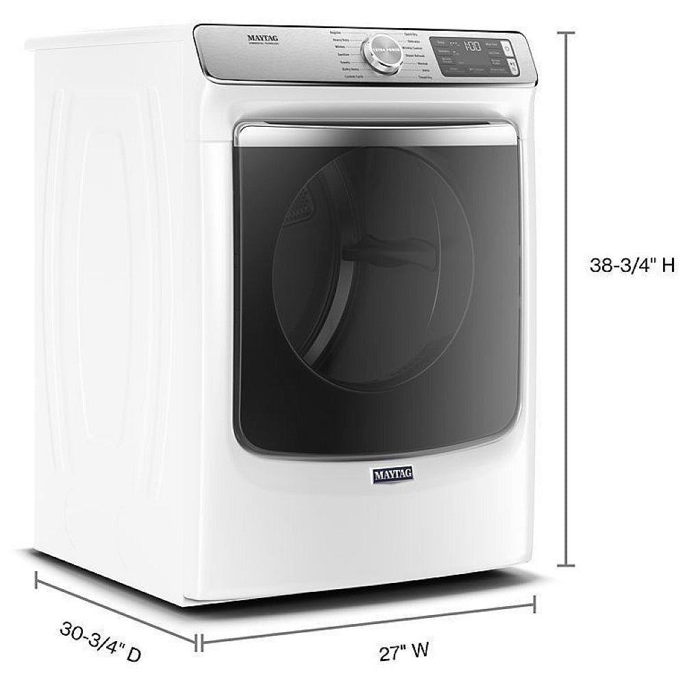 Maytag MGD8630HW Gas Dryer, 7.3 cu. ft. Dryer Capacity, 14 Dry Cycles, Steam Clean, 5 Temperature Settings, Vented, Stackable, Wifi Enabled, White colour