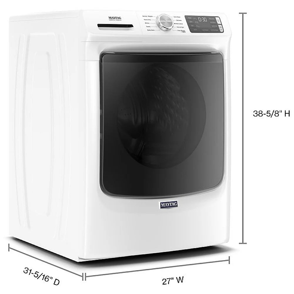 Maytag MHW5630HW Front Load Washer, 27 inch Width, 5.2 cu. ft. Washer Capacity, 1,160 RPM Washer Spin Speed, 10 Wash Cycles, Water Heater, Steam Clean, ENERGY STAR Certified, White colour