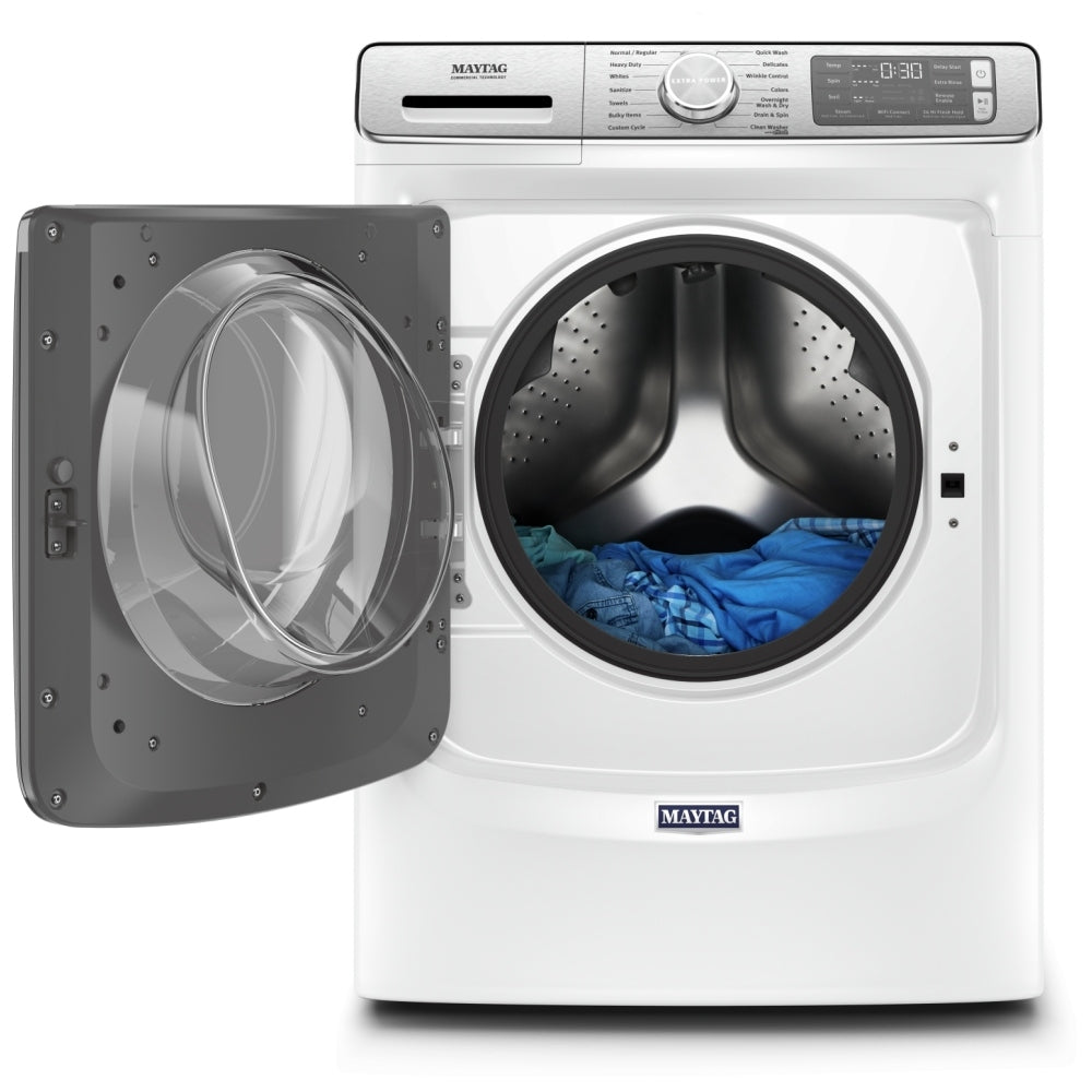 Maytag MHW8630HW Front Load Washer, 27 inch Width, 5.8 cu. ft. Washer Capacity, 1,200 RPM Washer Spin Speed, 14 Wash Cycles, 5 Temperature Settings, Water Heater, Steam Clean, ENERGY STAR Certified, Wifi Enabled, White colour