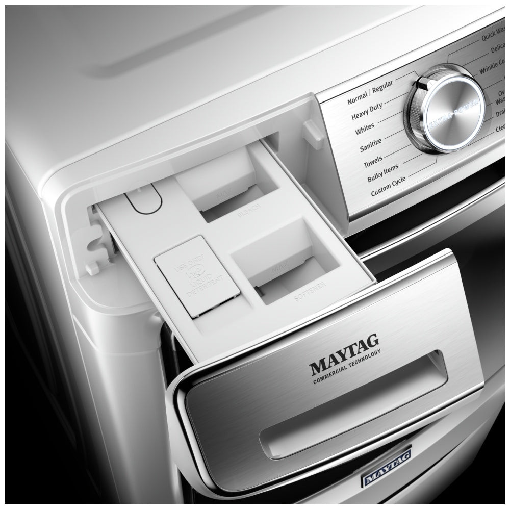 Maytag MHW8630HW Front Load Washer, 27 inch Width, 5.8 cu. ft. Washer Capacity, 1,200 RPM Washer Spin Speed, 14 Wash Cycles, 5 Temperature Settings, Water Heater, Steam Clean, ENERGY STAR Certified, Wifi Enabled, White colour