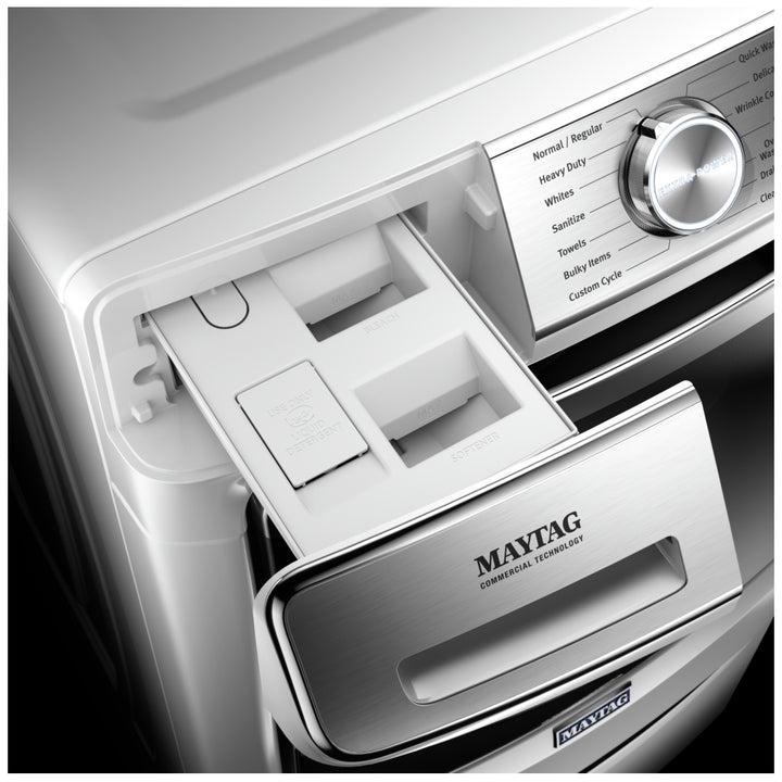 Maytag MHW8630HW Front Load Washer, 27 inch Width, 5.8 cu. ft. Washer Capacity, 1,200 RPM Washer Spin Speed, 14 Wash Cycles, 5 Temperature Settings, Water Heater, Steam Clean, ENERGY STAR Certified, Wifi Enabled, White colour