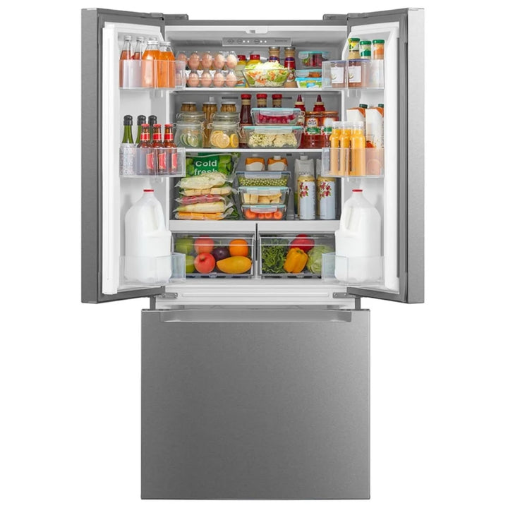 Moffat MNE18DYTNFS French Door Refrigerator, 30 inch Width, 18.4 cu. ft. Capacity, Optional Ice Maker (Special Order), ENERGY STAR Certified, Stainless Look (VCM) colour Category: French Door Refrigerators