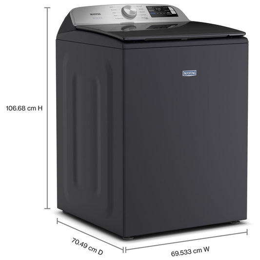 Maytag MTW6205RF Top Load Washer, 27 inch Width, 6 cu. ft. Washer Capacity, 10 Wash Cycles, 5 Temperature Settings, 750 RPM Washer Spin Speed, Agitator, WIFI  Enabled, Midnight Steel color