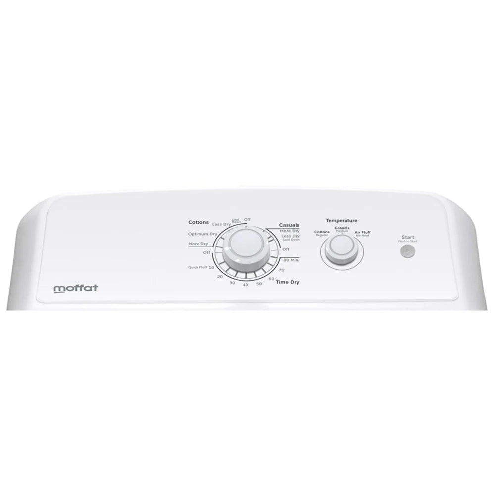 Moffat MTX22EBMRWW Electric Dryer, 6.2 cu. ft. Dryer Capacity, 3 Dry Cycles, 3 Temperature Settings, Vented, White colour