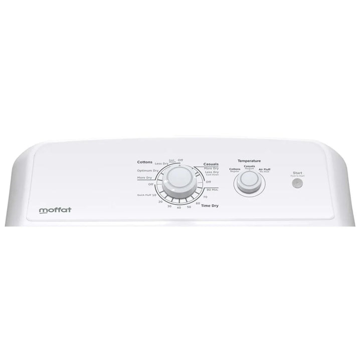 Moffat MTX22EBMRWW Electric Dryer, 6.2 cu. ft. Dryer Capacity, 3 Dry Cycles, 3 Temperature Settings, Vented, White colour