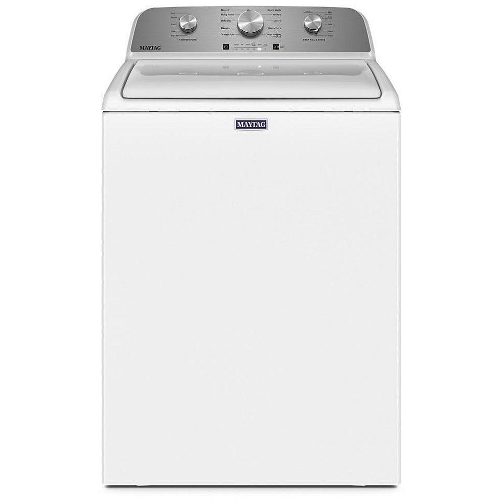 Maytag MVW4505MW Top Load Washer, 28 inch Width, 5.2 cu. ft. Washer Capacity, 770 RPM Washer Spin Speed, 11 Wash Cycles, 5 Temperature Settings, White colour Contains Agitator