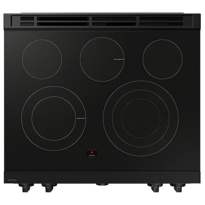 Samsung Bespoke NSE6DG8500MTAC Electric Range, 6.3 cu. ft. Capacity, 30 inch Exterior Width, True Convection, 5 Burners, Storage Drawer, Yes, Self Clean, 3,600 W Highest Element, Black Matte Steel colour True European Convection, Air Sous Vide, Smart Dial