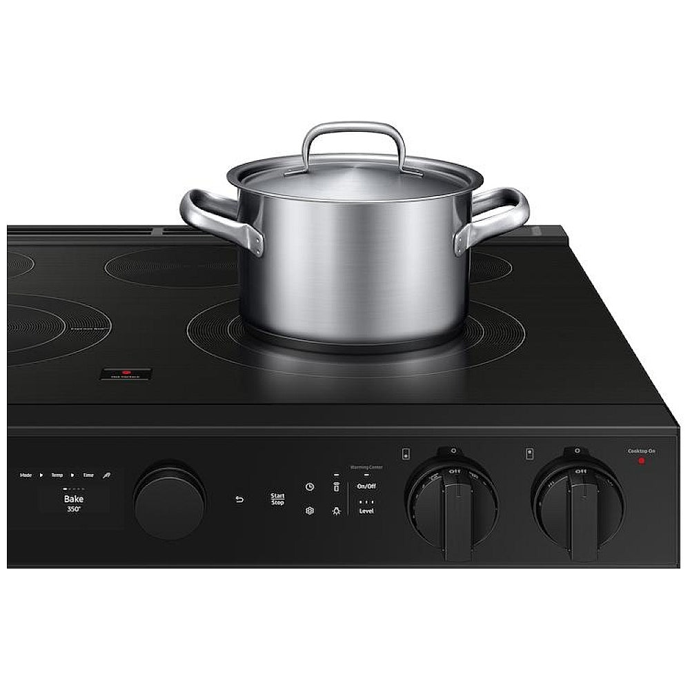 Samsung Bespoke NSE6DG8500MTAC Electric Range, 6.3 cu. ft. Capacity, 30 inch Exterior Width, True Convection, 5 Burners, Storage Drawer, Yes, Self Clean, 3,600 W Highest Element, Black Matte Steel colour True European Convection, Air Sous Vide, Smart Dial