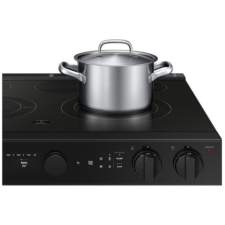 Samsung Bespoke NSE6DG8500MTAC Electric Range, 6.3 cu. ft. Capacity, 30 inch Exterior Width, True Convection, 5 Burners, Storage Drawer, Yes, Self Clean, 3,600 W Highest Element, Black Matte Steel colour True European Convection, Air Sous Vide, Smart Dial