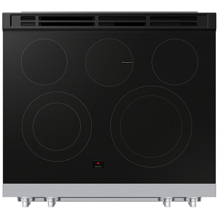 Samsung Bespoke NSE80H63SWAC Electric Range, 6.3 cu. ft. Capacity, 30 inch Exterior Width, True Convection, 5 Burners, Storage Drawer, & , Steam & Self Clean, 3,000 W Highest Element, White Glass colour, SmartThings™ Air Fry