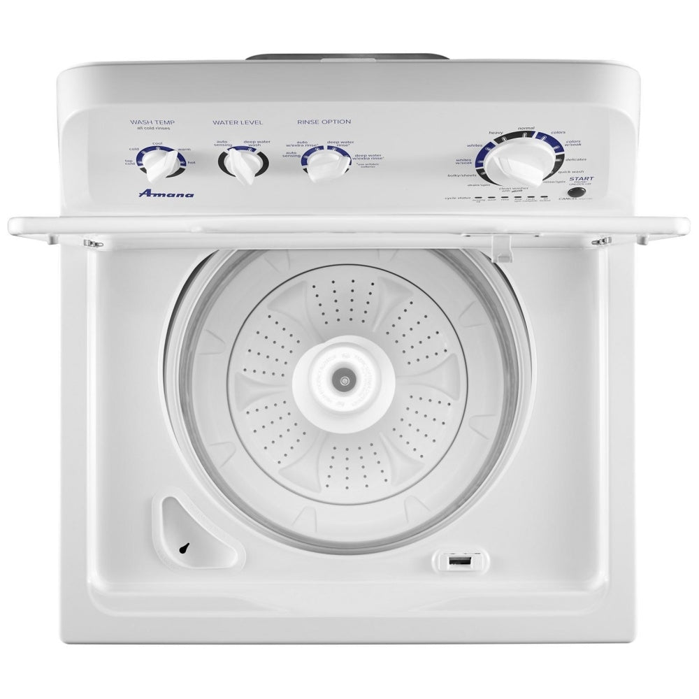 Amana NTW4519JW Top Load Washer, 28 inch Width, 4.3 cu. ft. Washer Capacity, 770 RPM Washer Spin Speed, 14 Wash Cycles, 5 Temperature Settings, Water Heater, White colour
