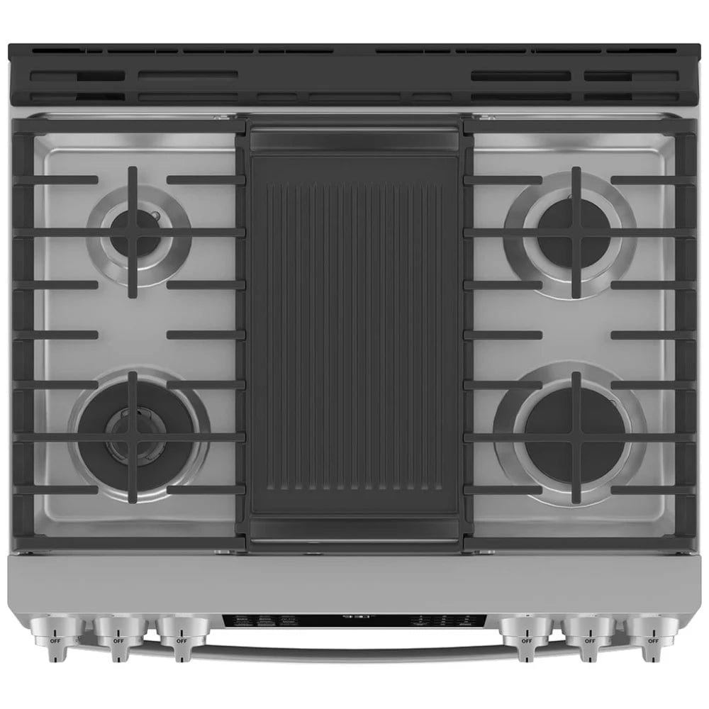 GE Profile PC2S930YPFS Dual Fuel Range, 30 inch Exterior Width, Stainless Steel open box 1 year warranty