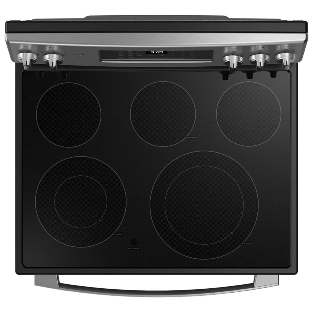 GE PCB900YVFS Electric Range, 6.2 cu. ft. Capacity, 30 inch Exterior Width, True Convection, 5 Burners, Storage Drawer, Air Fry, Self Clean, S color