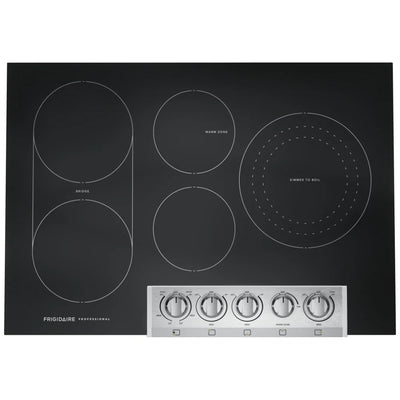 Frigidaire Professional PCCE3080AF Electric Cooktop, 30 inch Exterior Width, 5 Burners, 3,200 W Highest Element, Black Glass colour