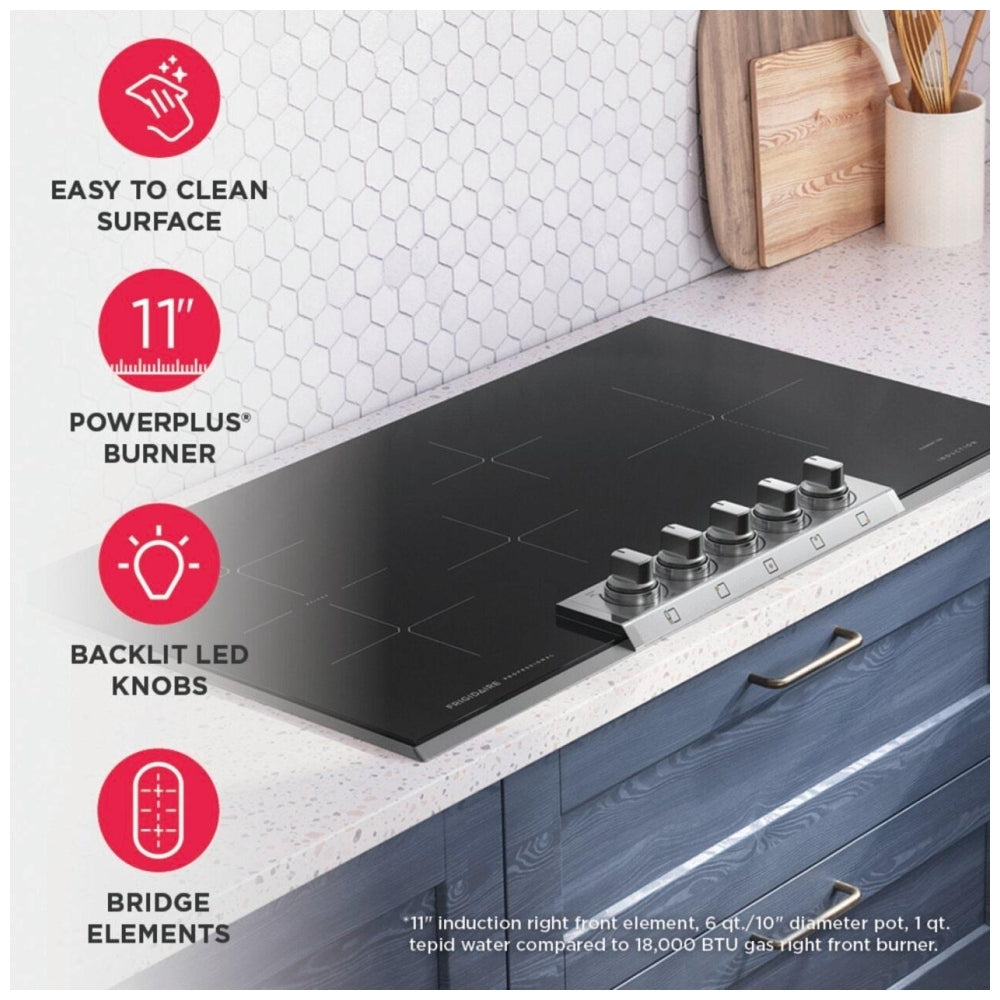 Frigidaire Professional PCCI3080AF Induction Cooktop, 30 inch Exterior Width, 4 Burners, 3,800 W Highest Element, Stainless Steel colour