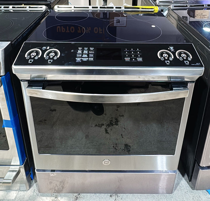 GE Profile PCHS920YM3FS Induction Range, 5.3 cu. ft. Oven, 30" Slide-In Width, True European Convection, 5 Induction Burners, Storage Drawer, Self Clean, 3,700W Power Boil, Stainless Steel, Temp Probe
