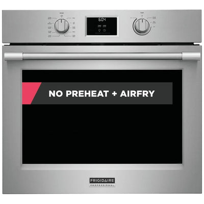 Frigidaire Professional PCWS3080AF Single Wall Oven, 30 inch Exterior Width, Convection, Self Clean, 5.3 cu. ft. Capacity, Temperature Probe, Air Fry, Stainless Steel colour Steam Cooking, Air Fry, Telescopic Gliding Extension Rack