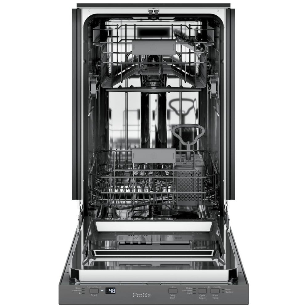 GE Profile PDT145SSLSS Dishwasher, 18 inch Exterior Width, 47 dB Decibel Level, Fully Integrated, Stainless Steel (Interior), 3 Wash Cycles, 8 Capacity (Place Settings), Hard Food Disposal, Wifi Enabled, Stainless Steel color Category: Dishwashers