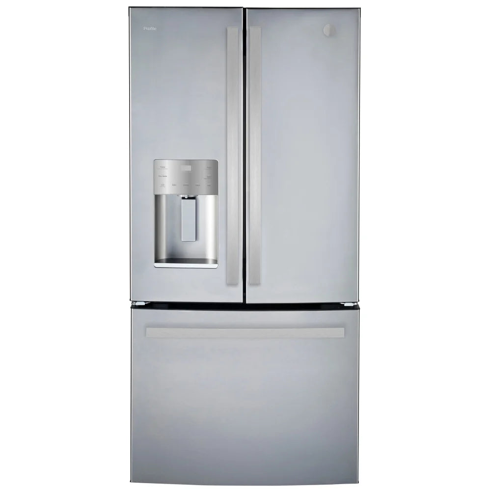 GE Profile PFE24HYRCFS French Door Refrigerator, 33 inch Width, 24.8 cu. ft. Capacity, Water Dispenser (Exterior), Ice Dispenser (Thru Door), ENERGY STAR Certified, Stainless Steel colour