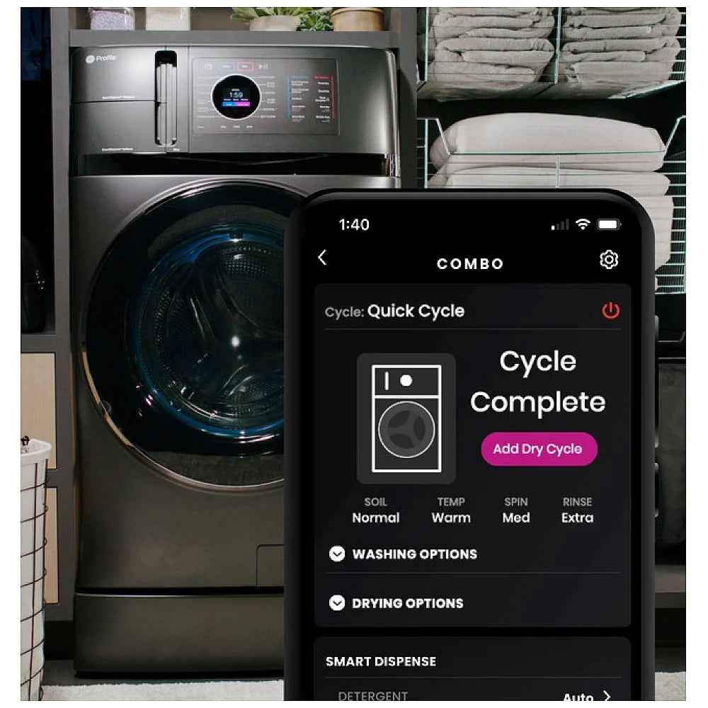 GE Profile 5.5 cu. Ft. UltraFast Combo All-in-One Washer/Dryer with Ventless Heat Pump Technology in Carbon Graphite PFQ97HSPVDS