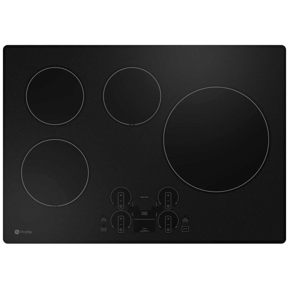 GE Profile PHP7030DTBB Induction Cooktop, 30 inch Exterior Width, 4 Burners, 3,700 Watts Highest Burner Element, Black color ADA Compliant, Control Lock