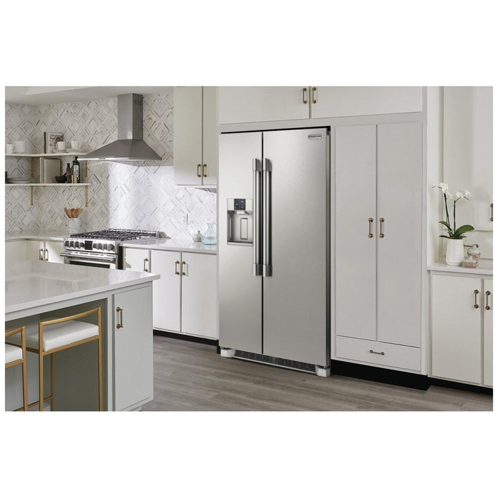 Frigidaire Professional PRSC2222AF Side by Side Refrigerator, 36 inch Width, Counter Depth, Ice Dispenser (Thru Door), Water Dispenser (Exterior), 22.3 cu. ft. Capacity, ENERGY STAR Certified, Stainless Steel colour