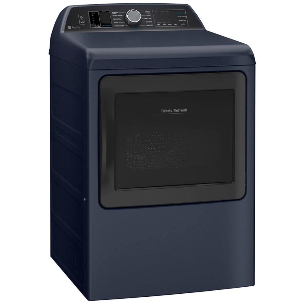 GE Profile PTD90EBMTRS Electric Dryer, 7.3 cu. ft. Dryer Capacity, 12 Dry Cycles, Steam Clean, 5 Temperature Settings, Vented, Wifi Enabled, Sapphire Blue colour