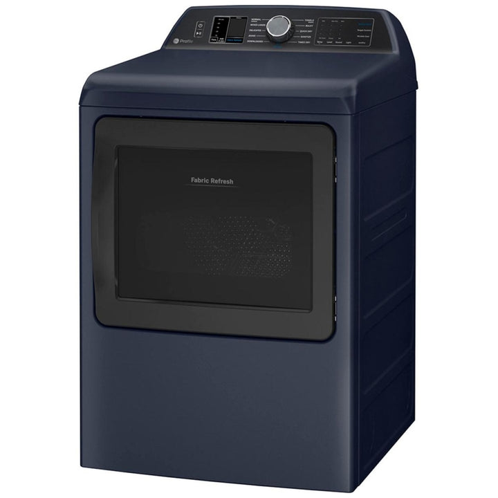 GE Profile PTD90EBMTRS Electric Dryer, 7.3 cu. ft. Dryer Capacity, 12 Dry Cycles, Steam Clean, 5 Temperature Settings, Vented, Wifi Enabled, Sapphire Blue colour