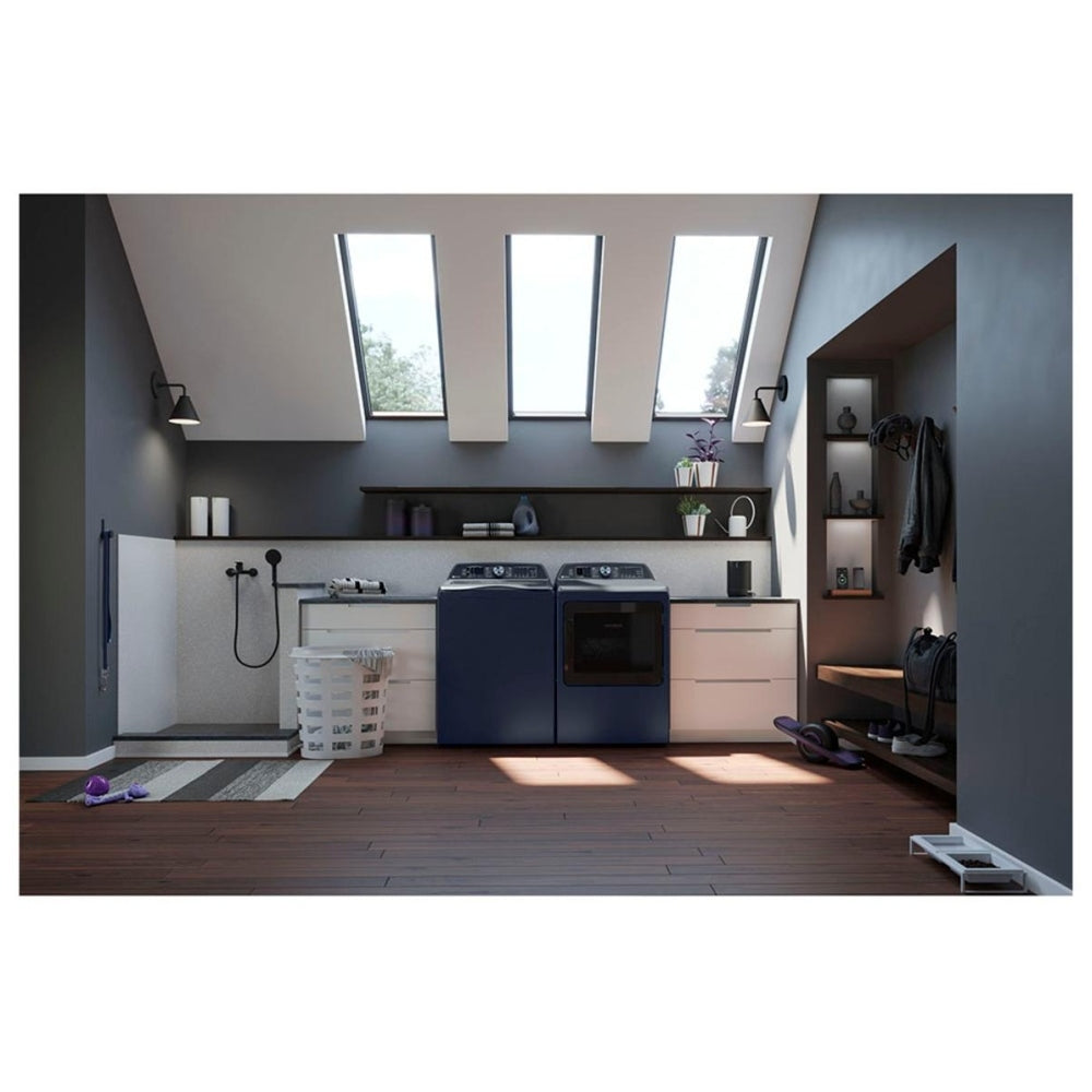 GE Profile PTD90EBMTRS Electric Dryer, 7.3 cu. ft. Dryer Capacity, 12 Dry Cycles, Steam Clean, 5 Temperature Settings, Vented, Wifi Enabled, Sapphire Blue colour