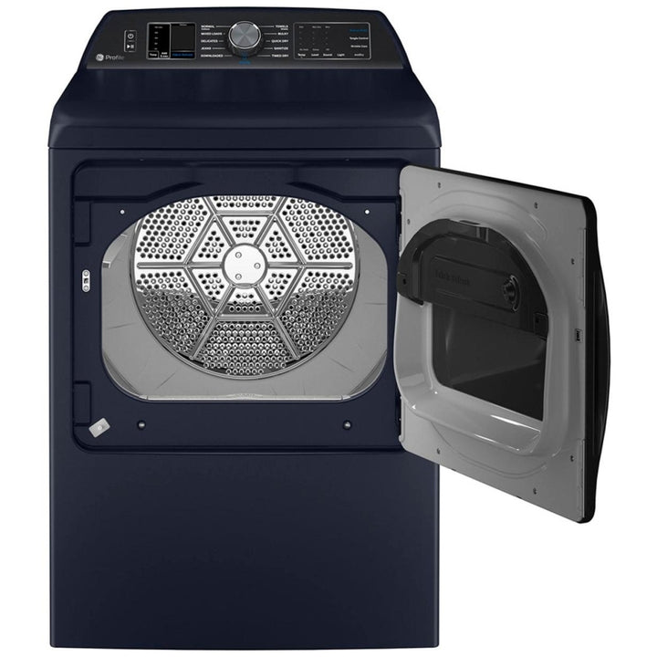 GE Profile PTD90EBMTRS Electric Dryer, 7.3 cu. ft. Dryer Capacity, 12 Dry Cycles, Steam Clean, 5 Temperature Settings, Vented, Wifi Enabled, Sapphire Blue colour