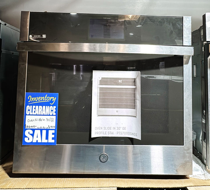 GE Profile PTS7000SNSS Single Wall Oven, 30 inch Exterior Width, True Convection, Self Clean, 5 cu. ft. Capacity, Temperature Probe, Wifi Enabled, Air Fry, Stainless Steel colour Air Fry;Telescopic Gliding Extension Rack, True European Convection
