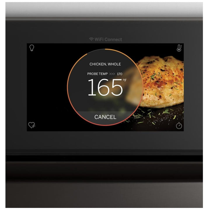 GE Profile PTS7000SNSS Single Wall Oven, 30 inch Exterior Width, True Convection, Self Clean, 5 cu. ft. Capacity, Temperature Probe, Wifi Enabled, Air Fry, Stainless Steel colour Air Fry;Telescopic Gliding Extension Rack, True European Convection