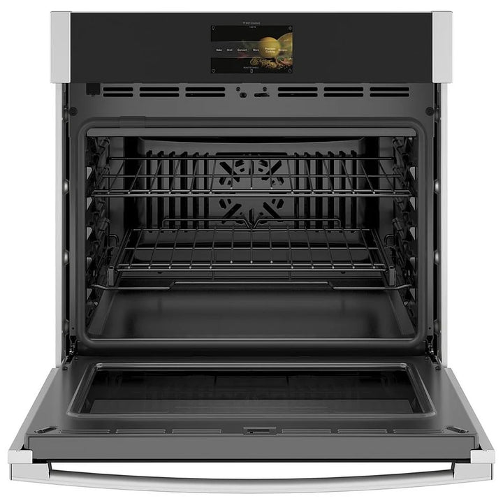 GE Profile PTS7000SNSS Single Wall Oven, 30 inch Exterior Width, True Convection, Self Clean, 5 cu. ft. Capacity, Temperature Probe, Wifi Enabled, Air Fry, Stainless Steel colour Air Fry;Telescopic Gliding Extension Rack, True European Convection