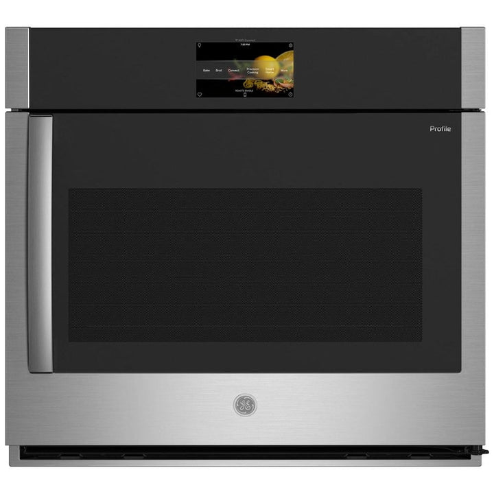 GE Profile PTS700RSNSS Single Wall Oven, 30 inch Exterior Width, True Convection, Self Clean, 5 cu. ft. Capacity, Temperature Probe, Wifi Enabled, Air Fry, Stainless Steel colour Right Hinge; Air Fry, True European Convection