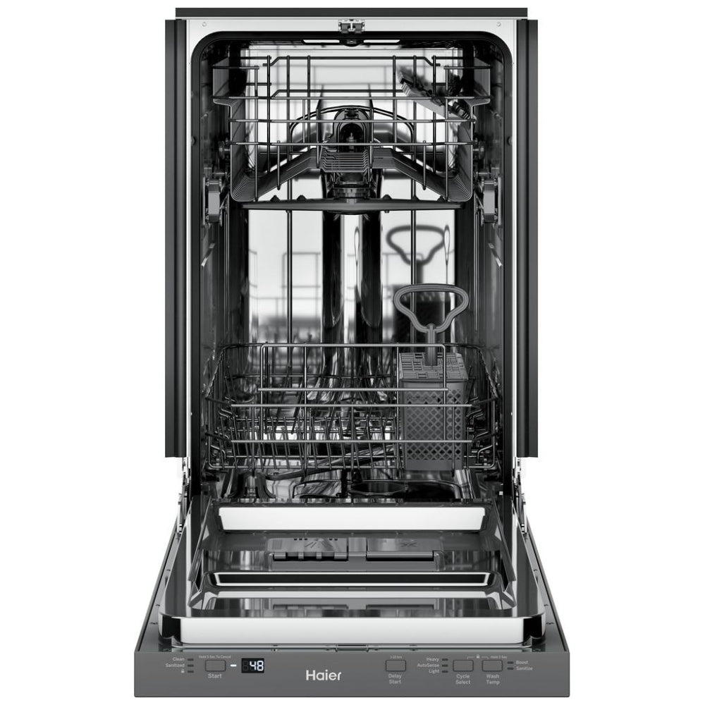 Haier QDT125SSLSS Dishwasher, 18" Exterior Width, 47 dB Decibel Level, Fully Integrated, Stainless Steel (Interior), 3 Wash Cycles,