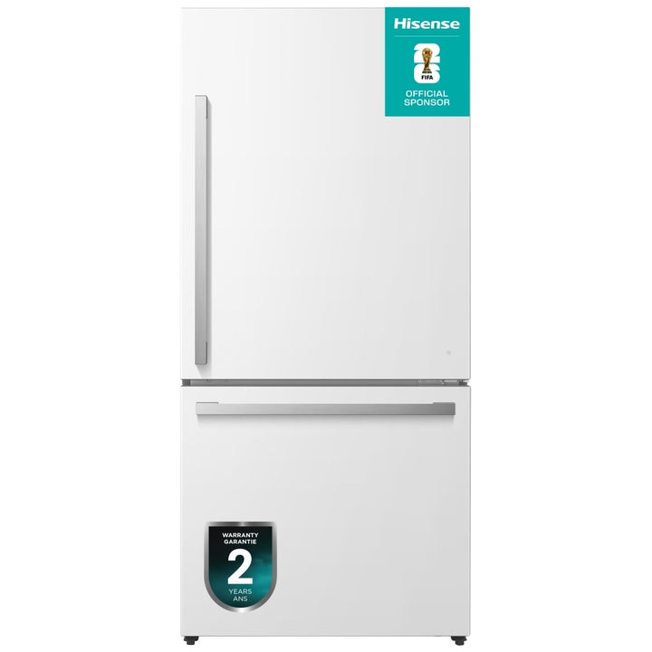 Hisense RB17A2CWE Bottom Freezer Refrigerator, 31 inch Width, Counter Depth, ENERGY STAR Certified, 17 cu. ft. Capacity, White colour PureFlat Design