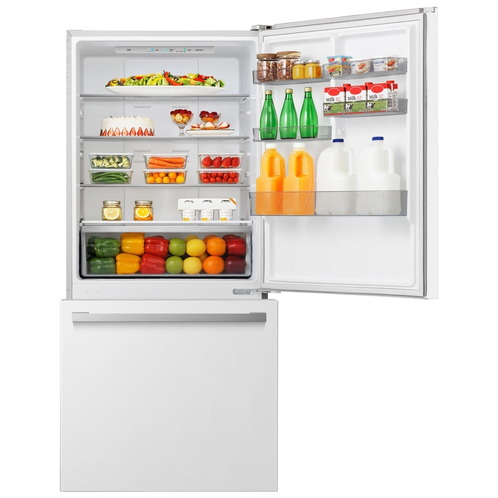 Hisense RB17A2CWE Bottom Freezer Refrigerator, 31 inch Width, Counter Depth, ENERGY STAR Certified, 17 cu. ft. Capacity, White colour PureFlat Design
