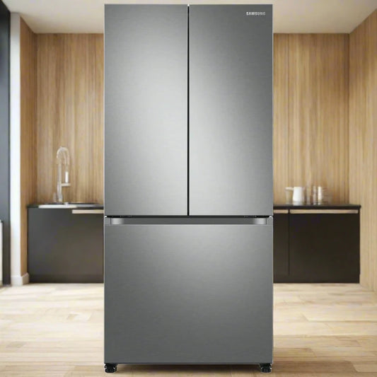 Samsung RF18A5101SR - RF18A5101SR/AA French Door Refrigerator, 33 inch Width, ENERGY STAR Certified, Counter Depth, Stainless Steel colour Twin Cooling Plus, Power Cool & Freeze