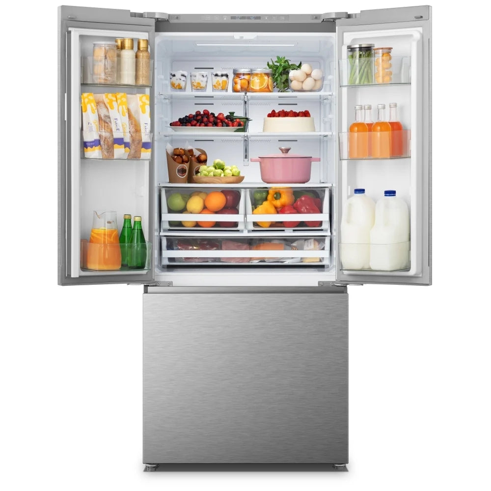 Hisense RF210N6ASE French Door Refrigerator, 30 inch Width, ENERGY STAR Certified, 20.8 cu. ft. Capacity, Stainless Steel colour PureFlat Design